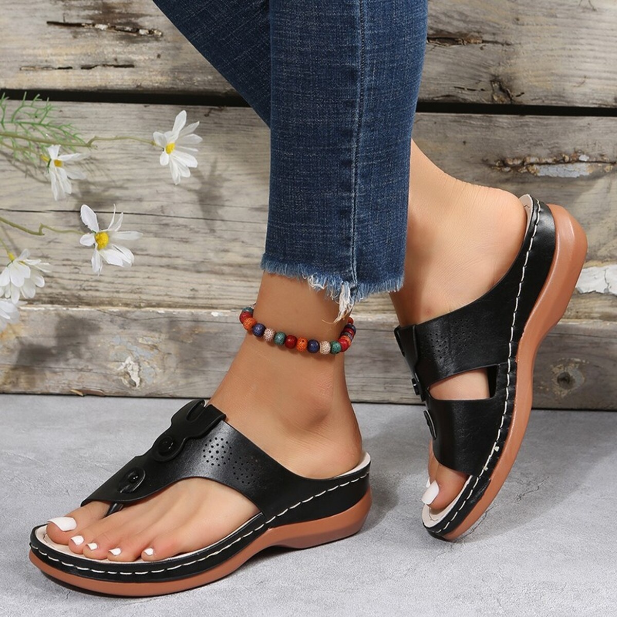 Cutout Wedge Sandals