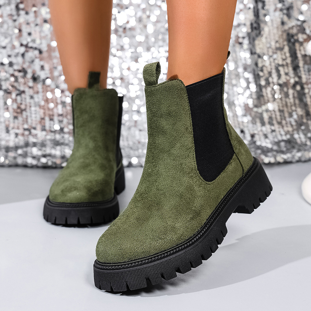 Elastic Side Panels Ankle Boots