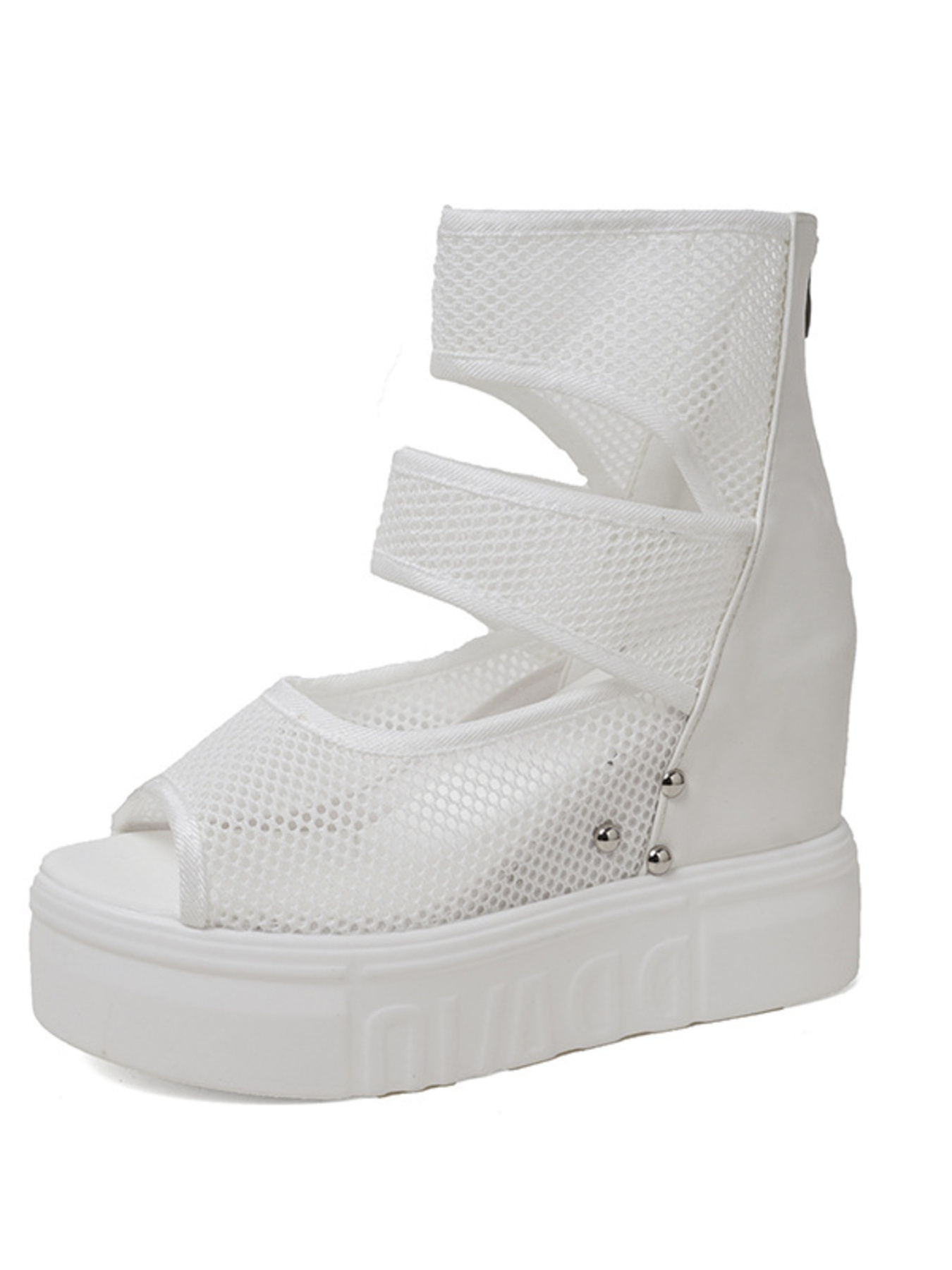 Mesh Cutout Platform Sandal