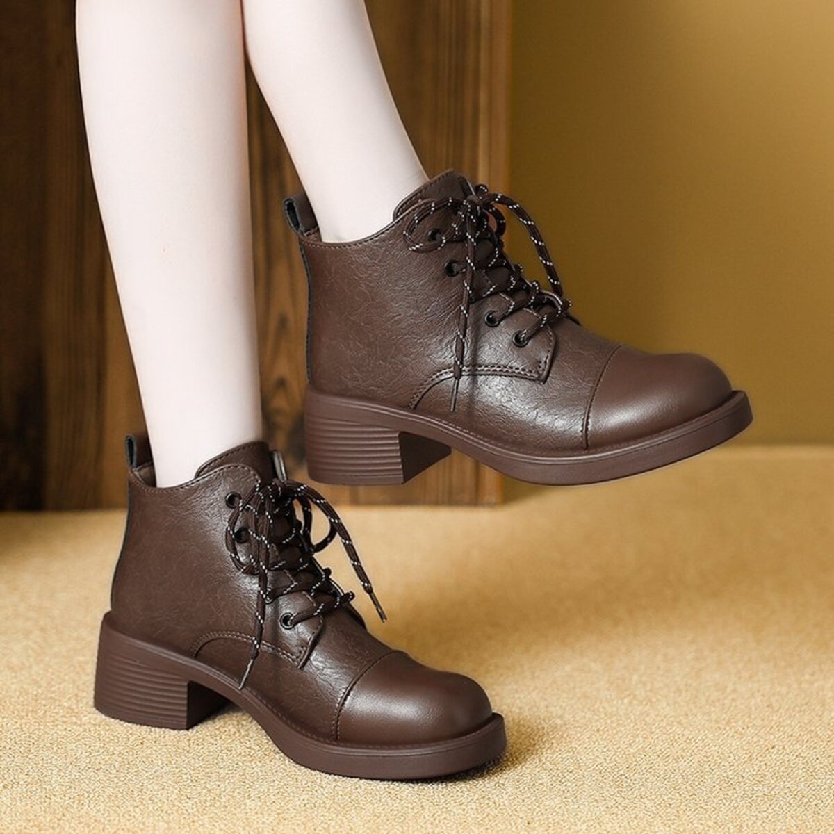 Round Toe Block Heels Boots