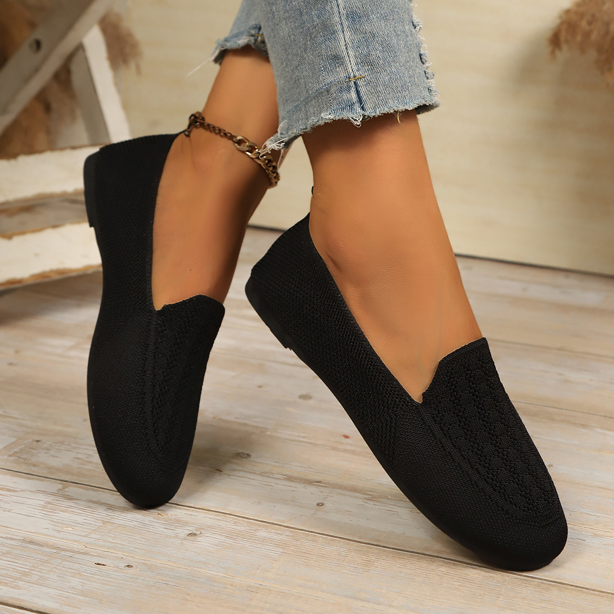 Breathable Knitted Slip-Ons