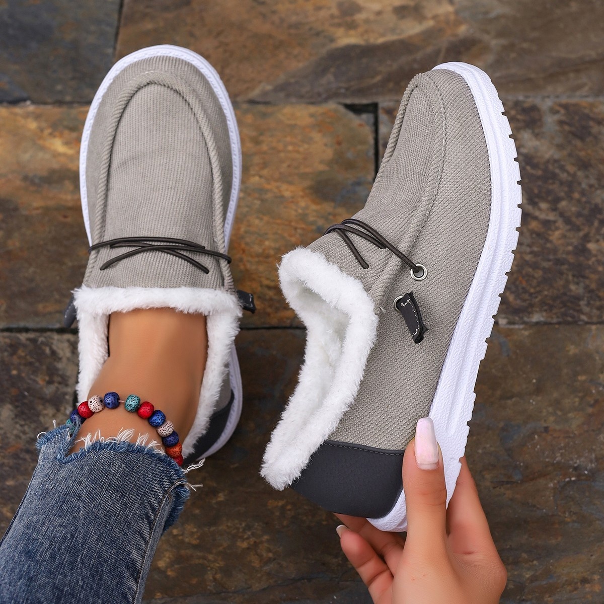 Faux Fur Lined Slip-Ons