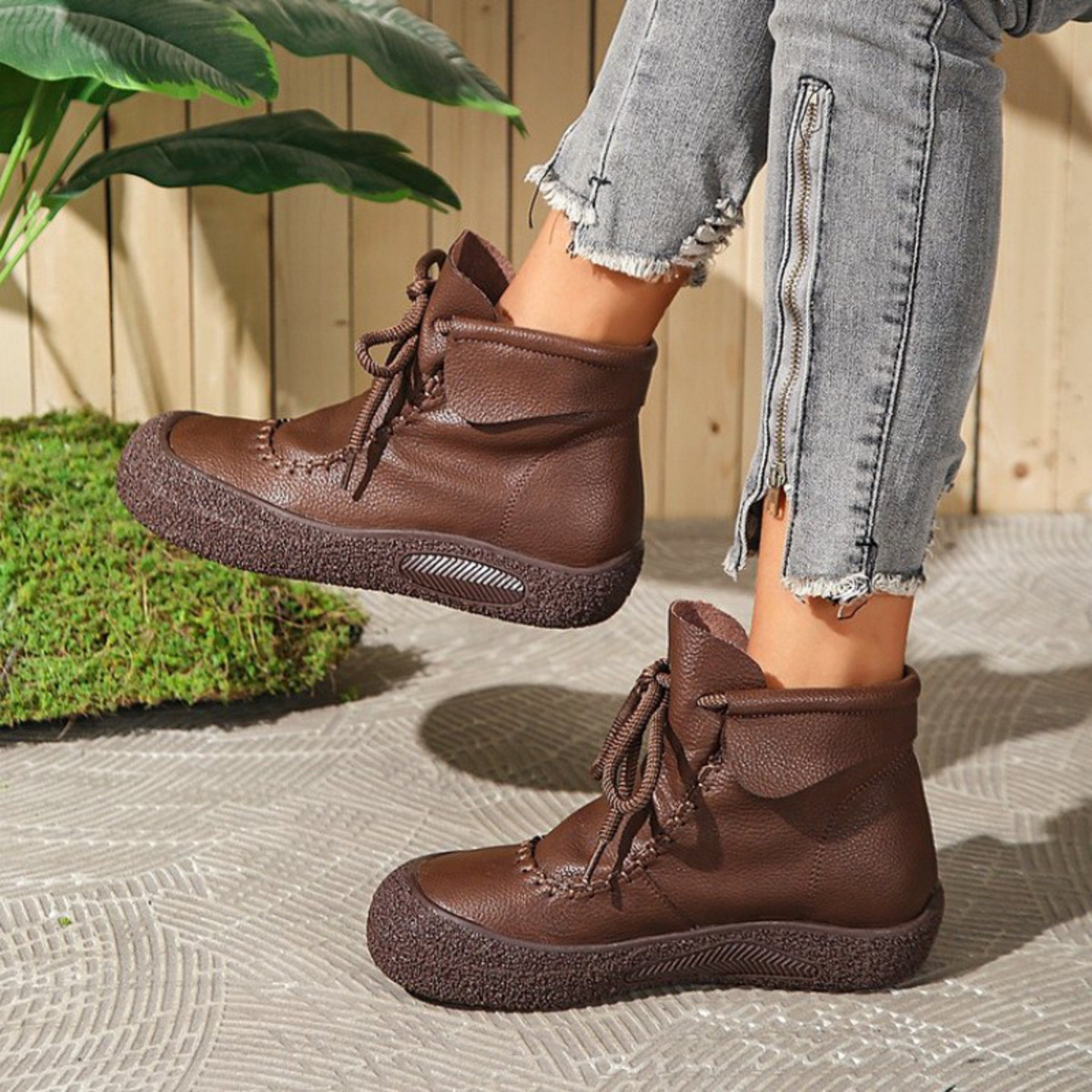 Lace-Up Platform Ankle Boots