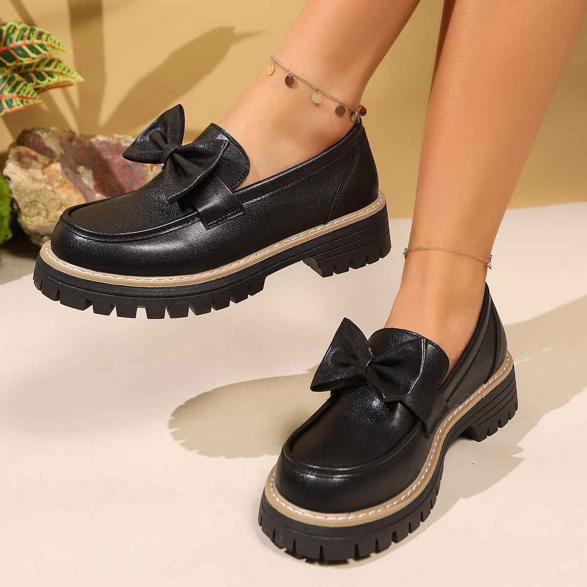 Bow Decor Chunky Loafers