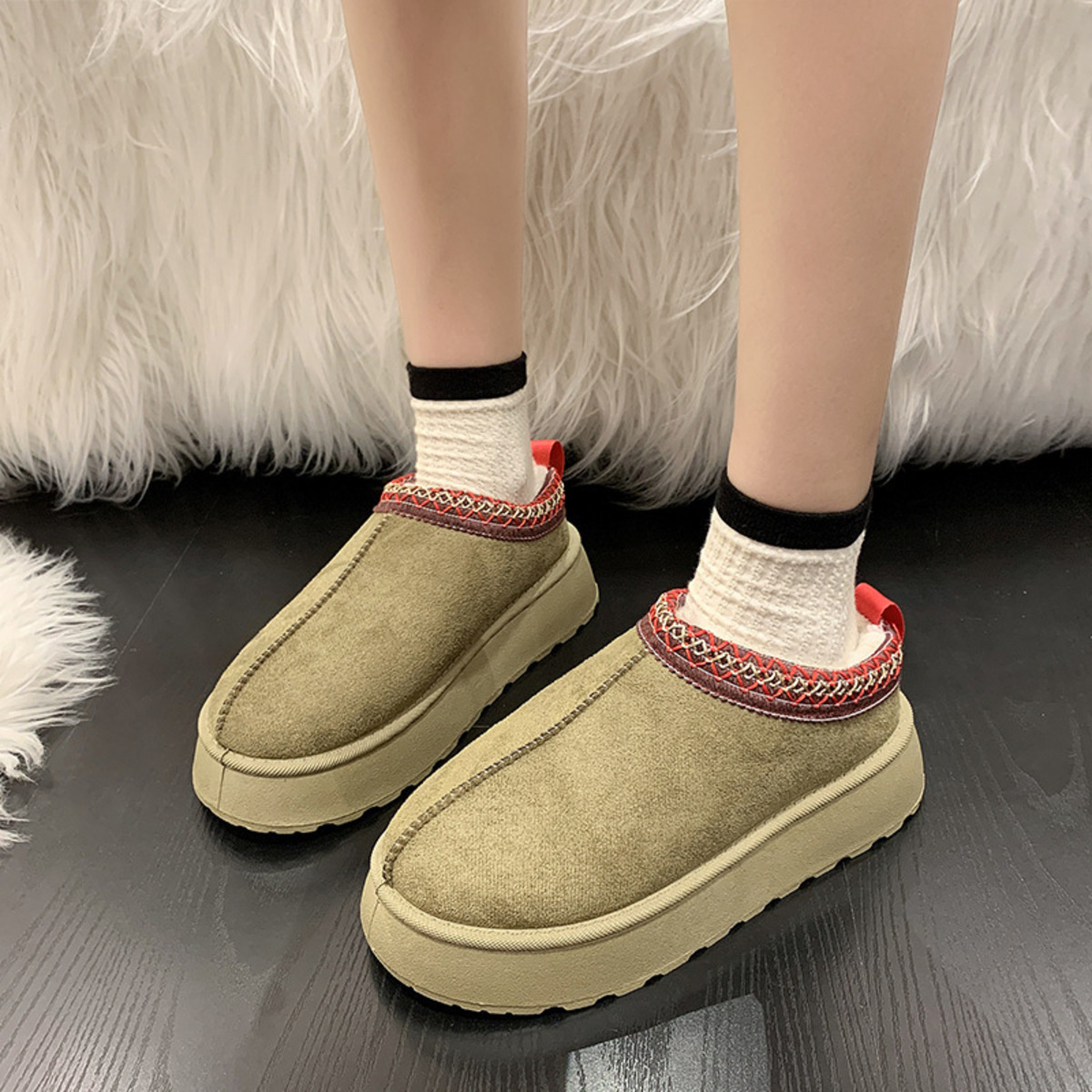 Round Toe Platform Slip-Ons