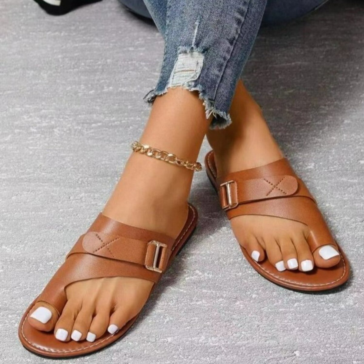 Toe Ring Buckle Sandals