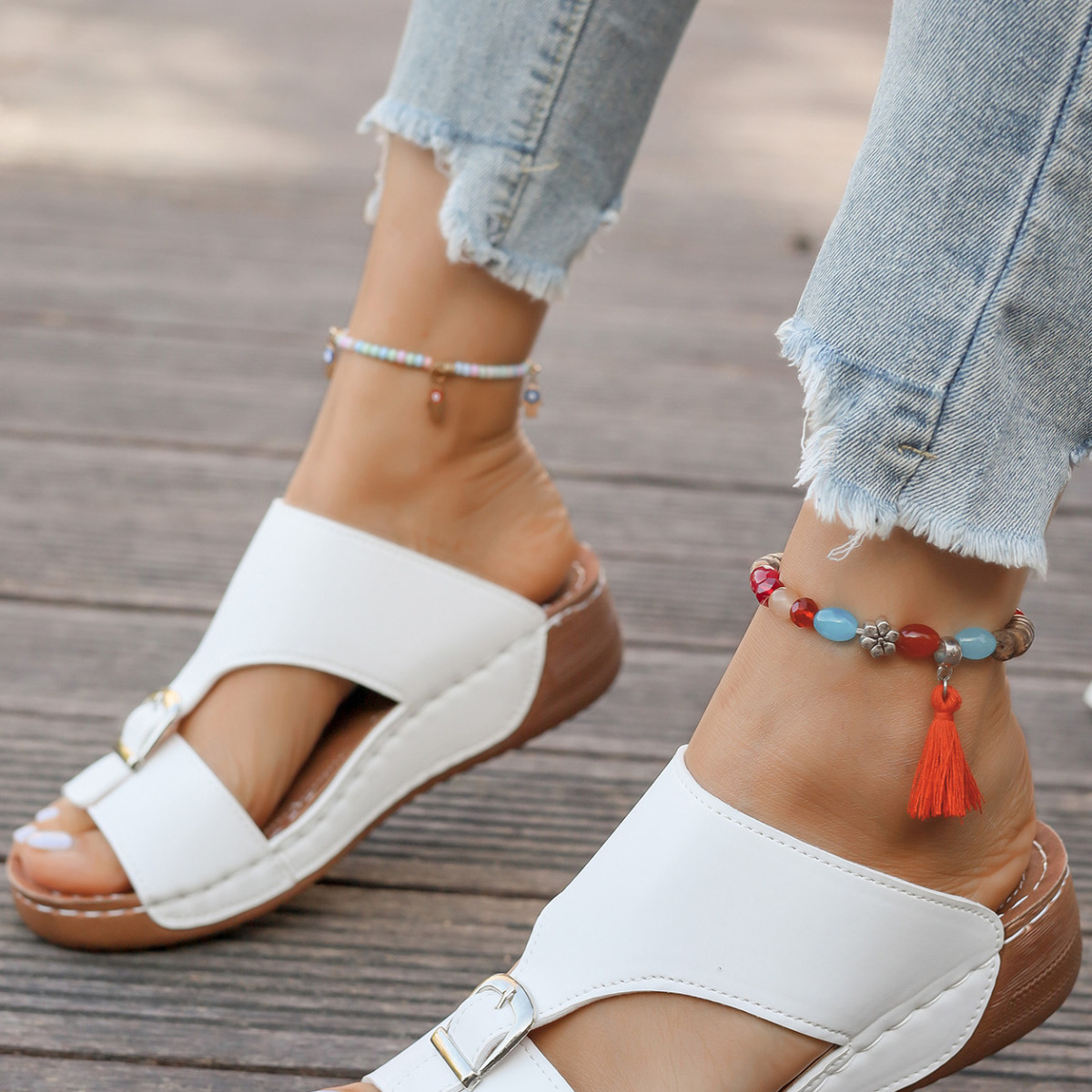 Buckle Decor Open Toe Sandals