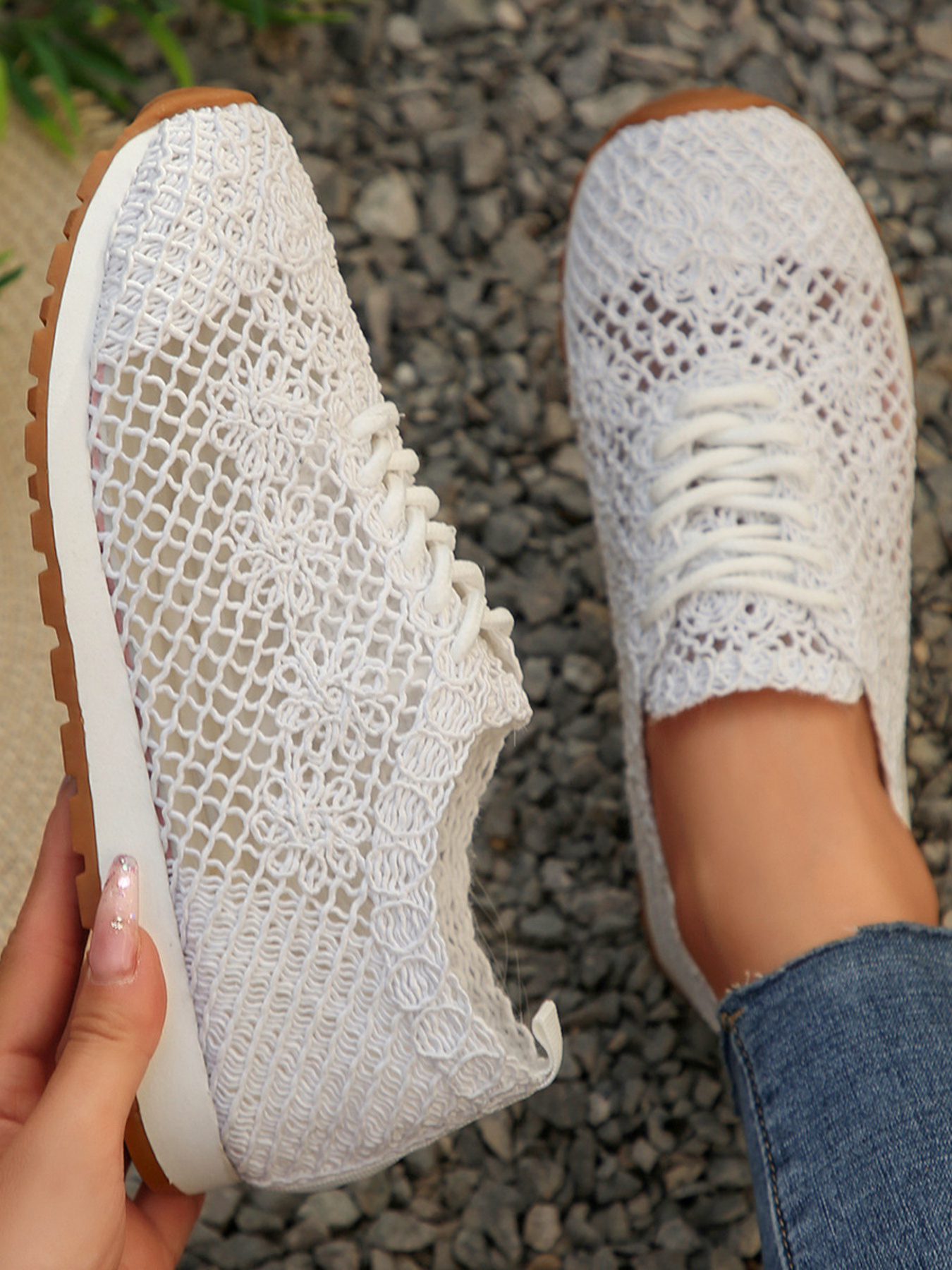 Breathable Mesh Lace-Up Sneakers