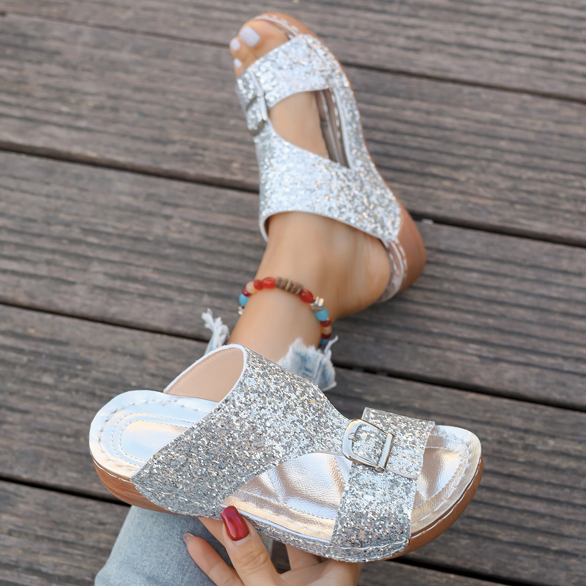 Buckle Decor Open Toe Sandals