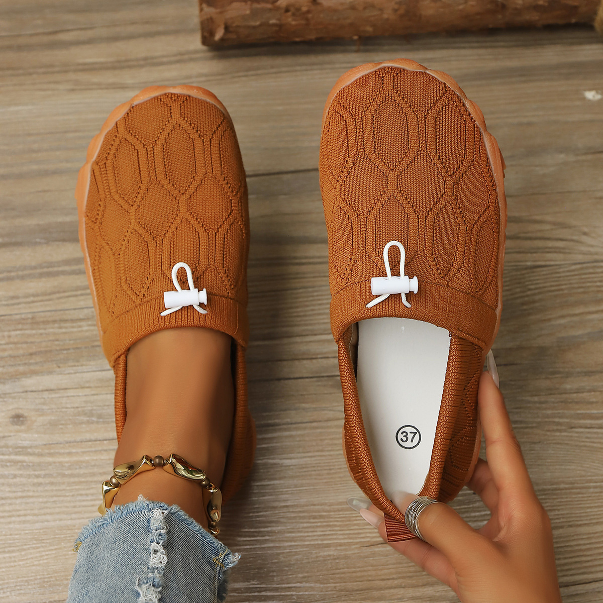 Round Toe Drawstring Slip-Ons