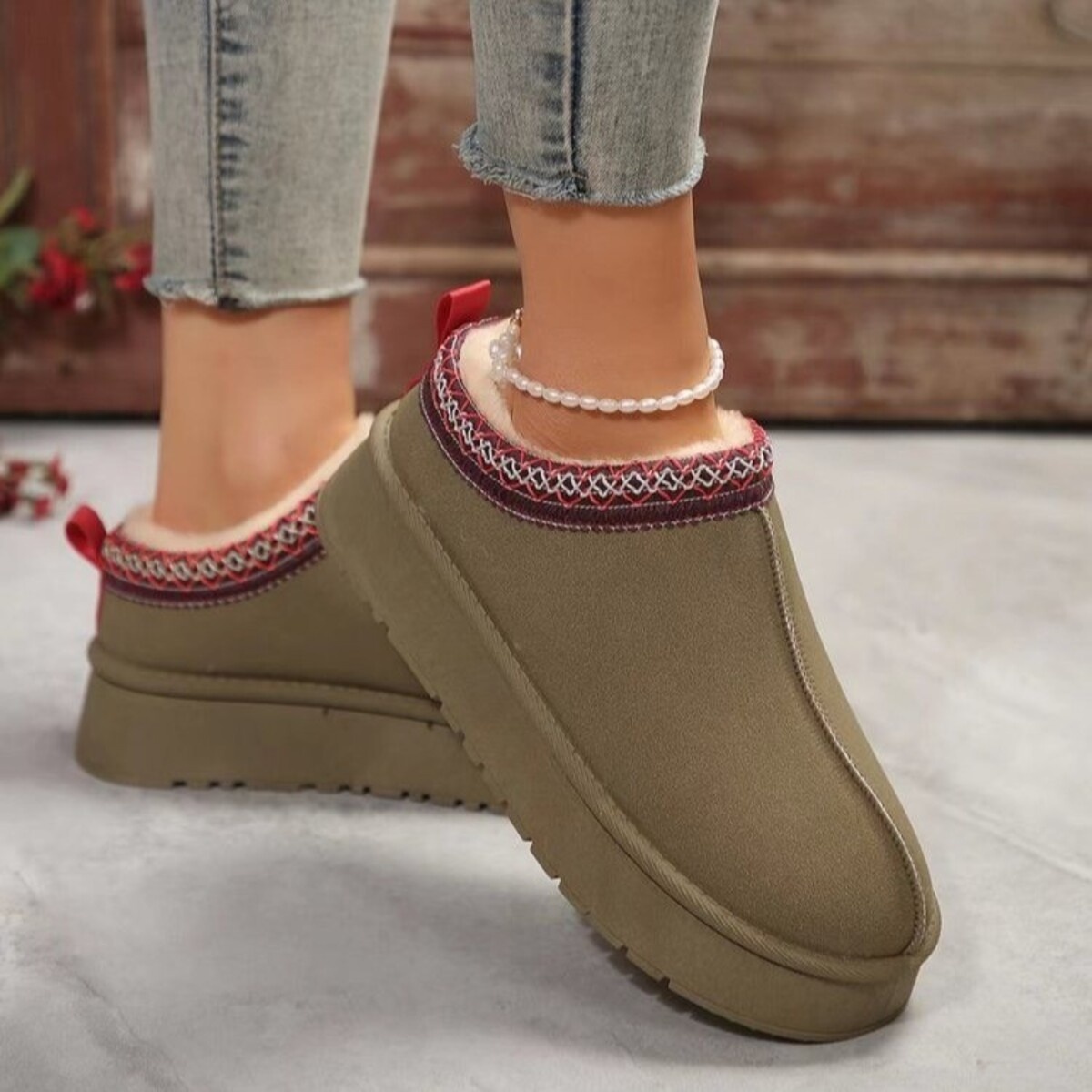 Round Toe Platform Slip-Ons