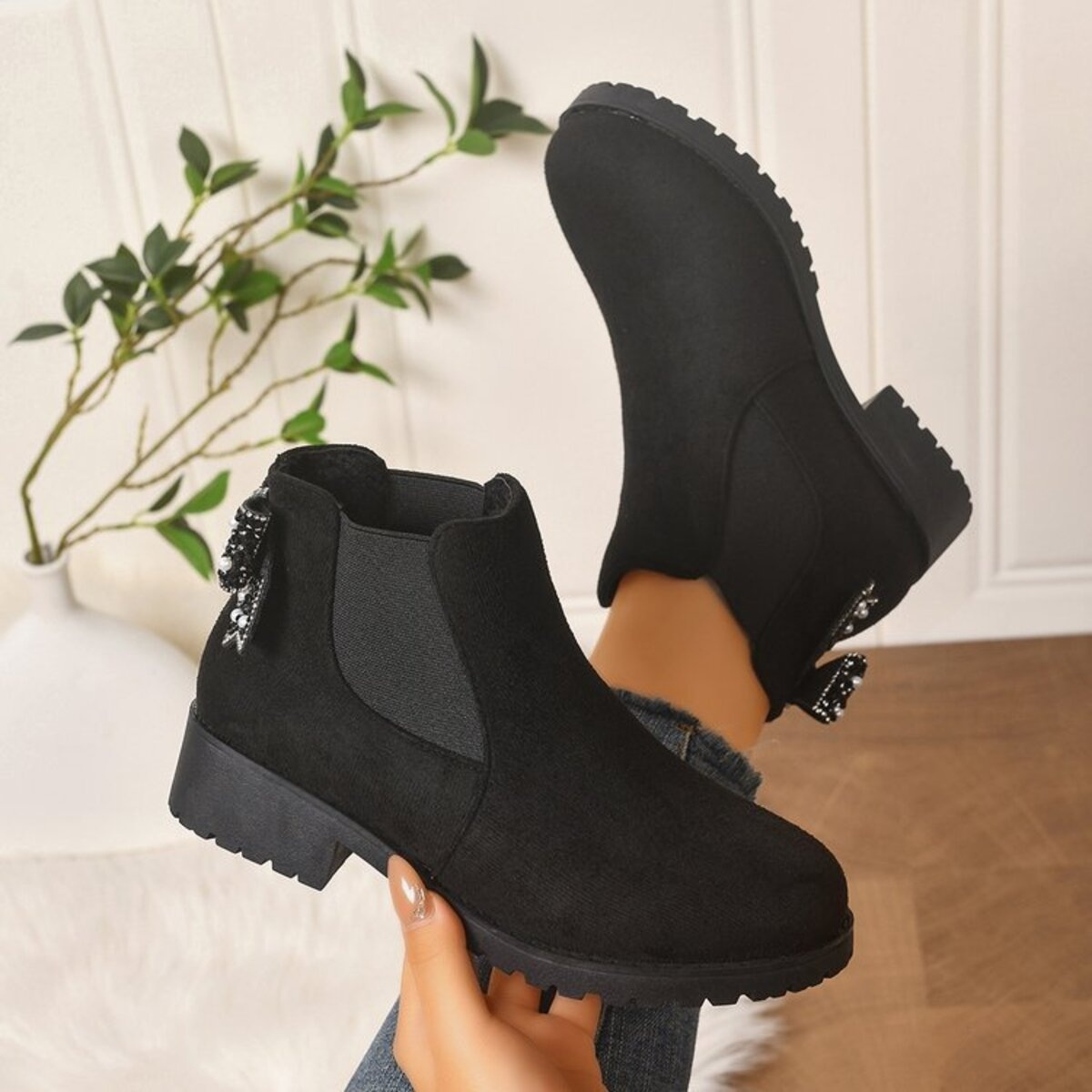 Round Toe Block Heels Boots