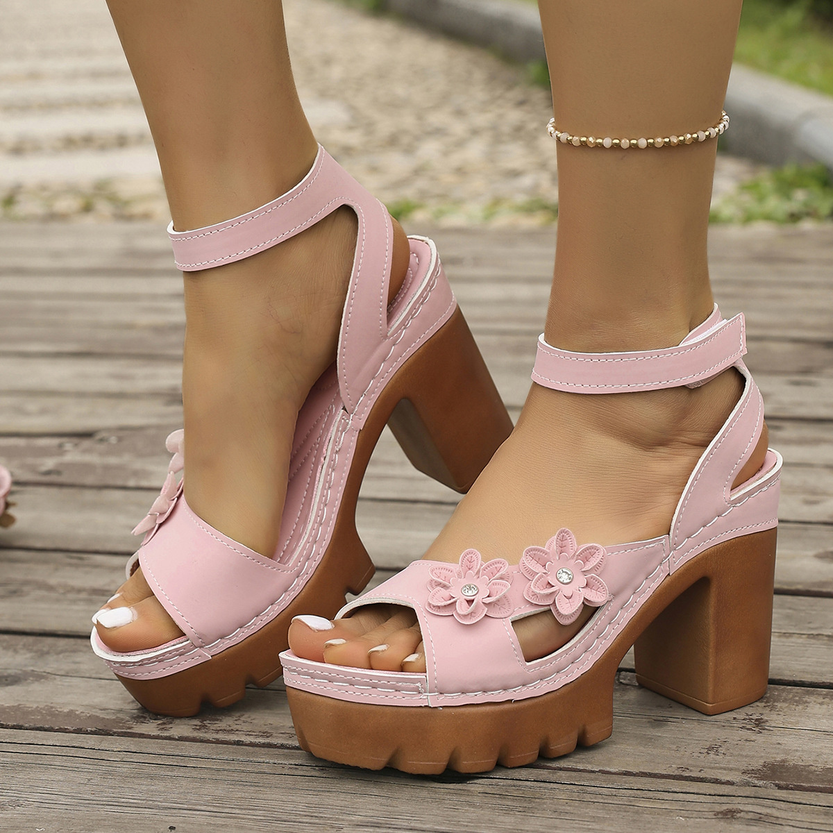 Open Toe Block Heels Sandals