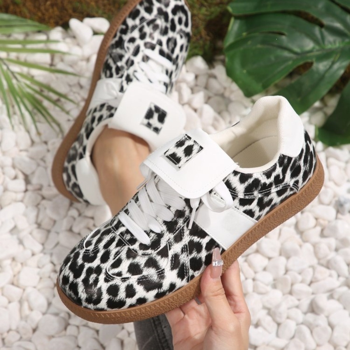 Leopard Lace Up Sneakers