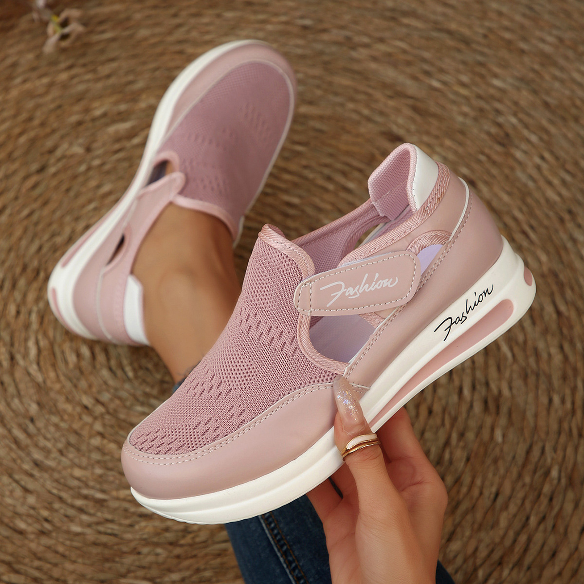 Breathable Mesh Wedge Sneakers