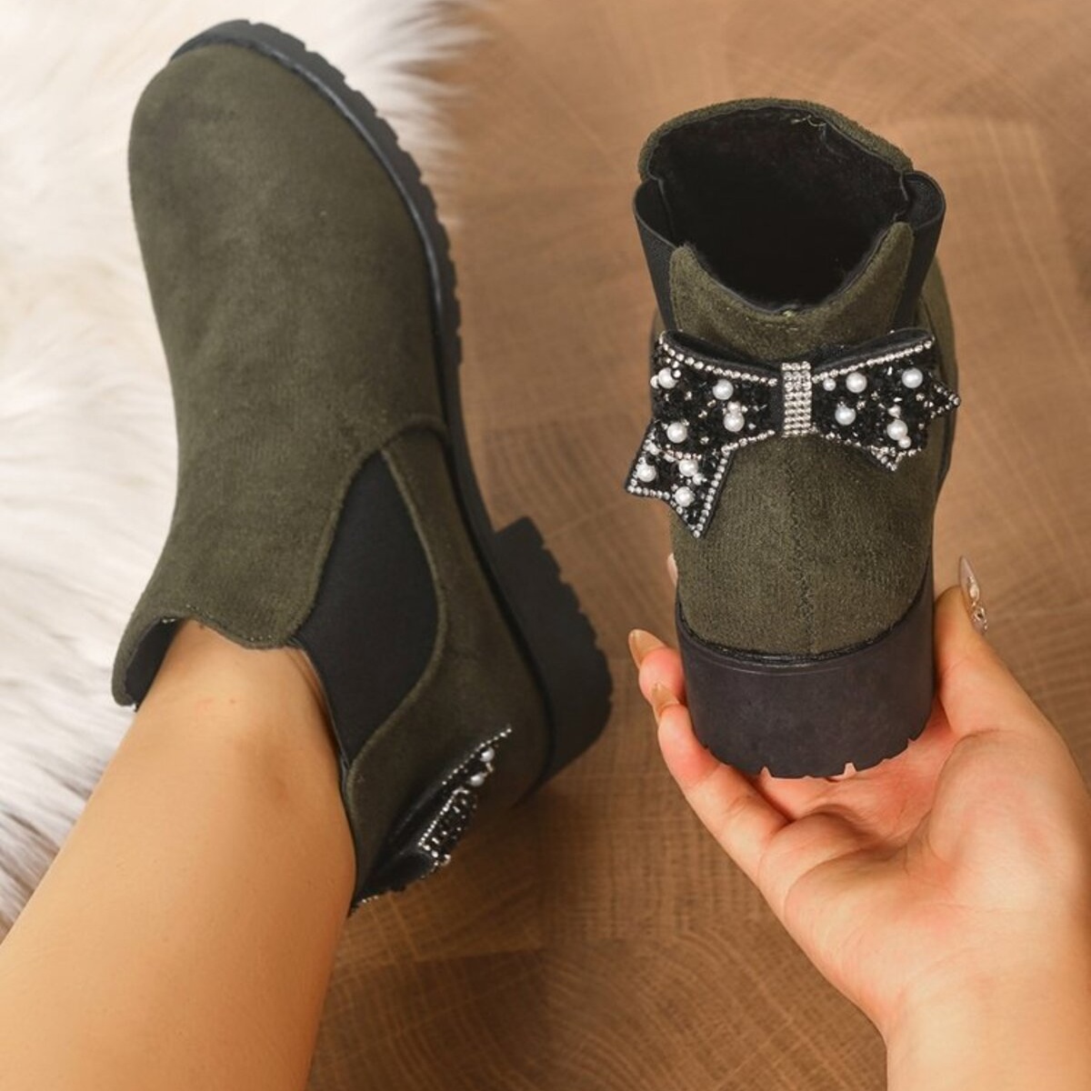Round Toe Block Heels Boots
