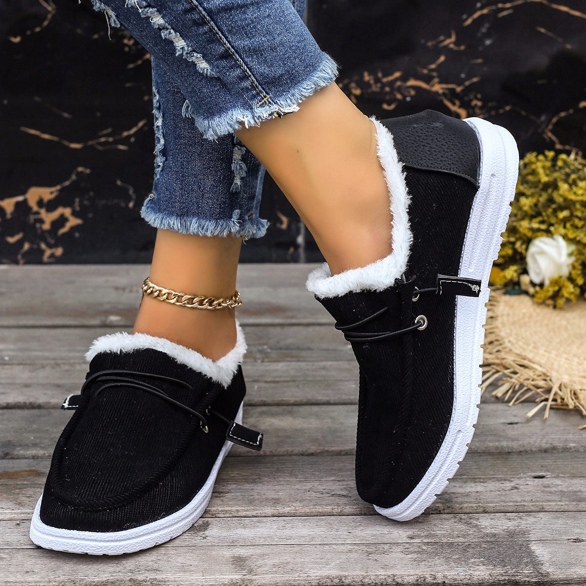 Faux Fur Lined Slip-Ons