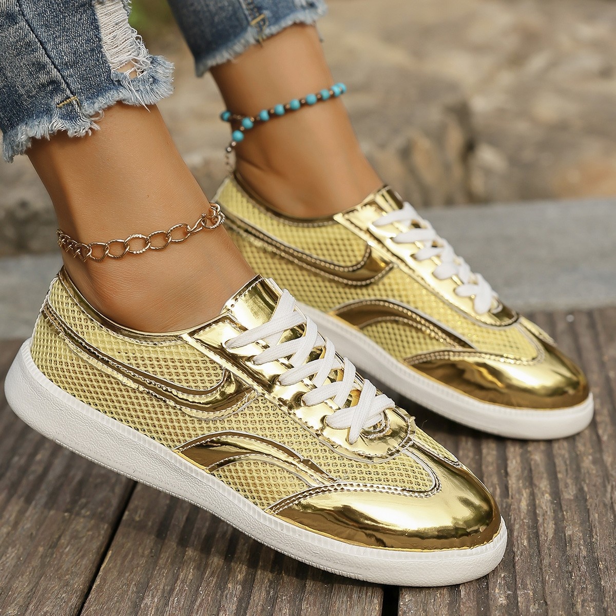Mesh Lace Up Sneakers
