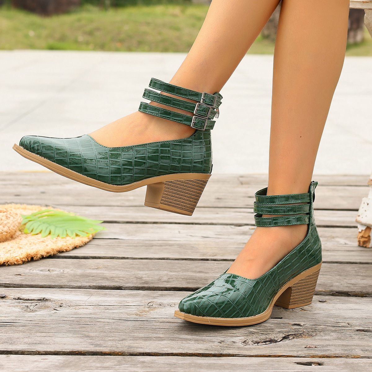 Point Toe Block Heels Pumps