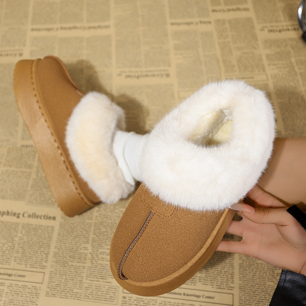 Fuzzy Platform Ankle Boots