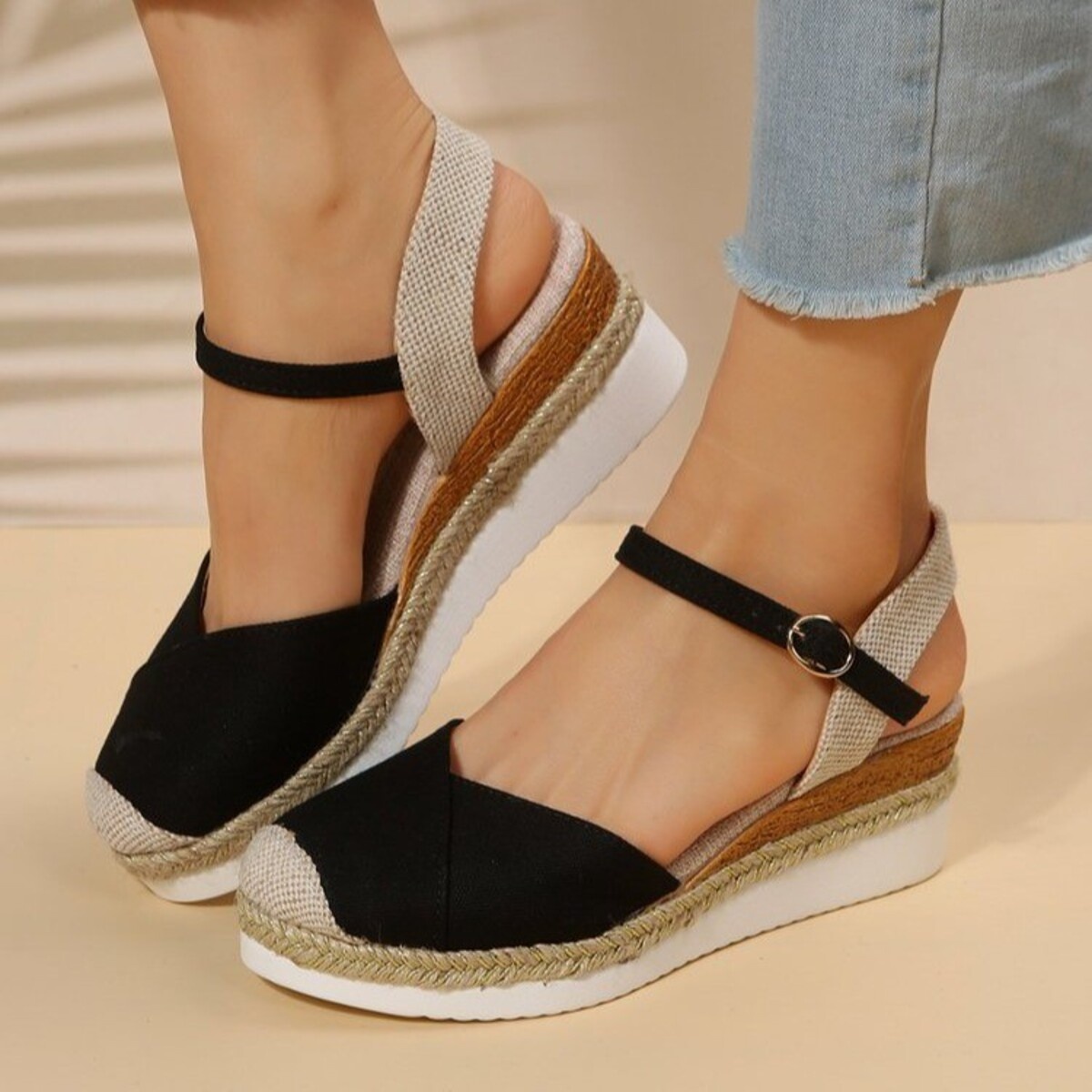 Color Block Wedge Sandals