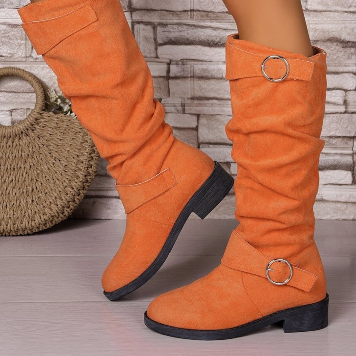 Point Toe Block Heels Slouch Boots