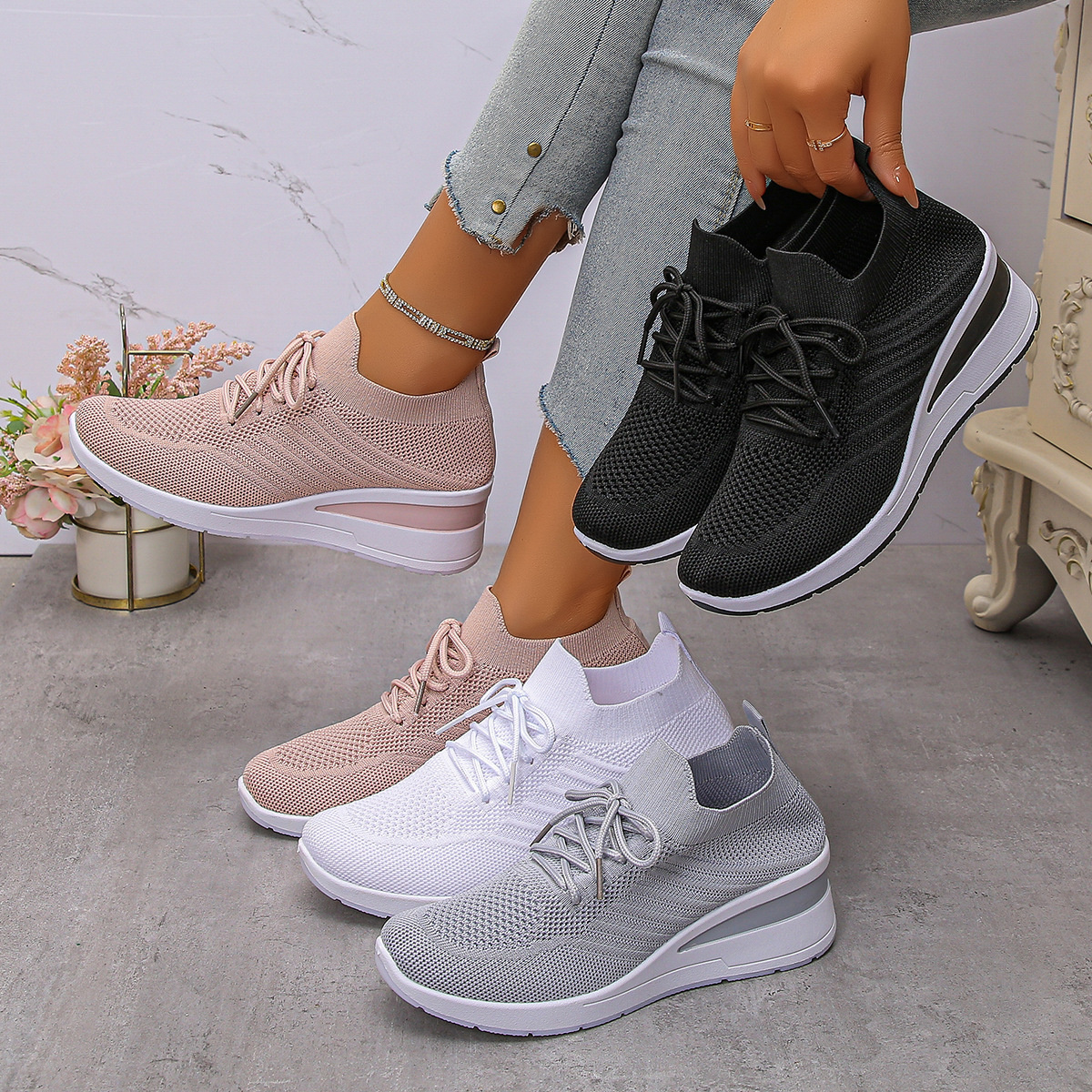 Lace Up Wedge Athletic
