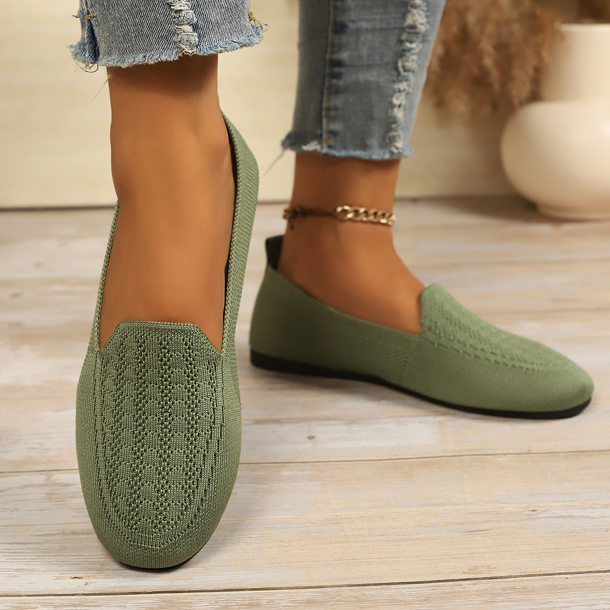 Breathable Knitted Slip-Ons