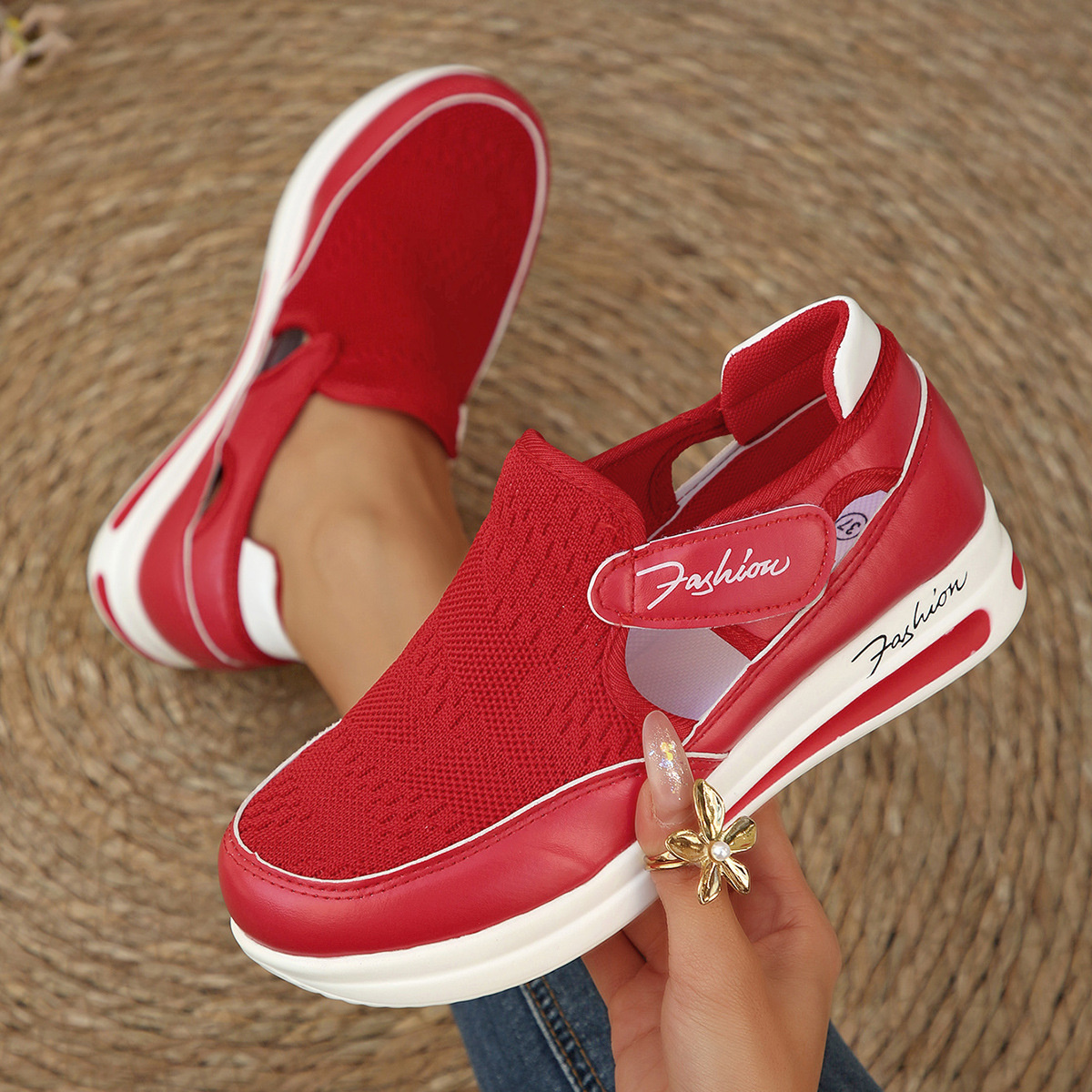 Breathable Mesh Wedge Sneakers
