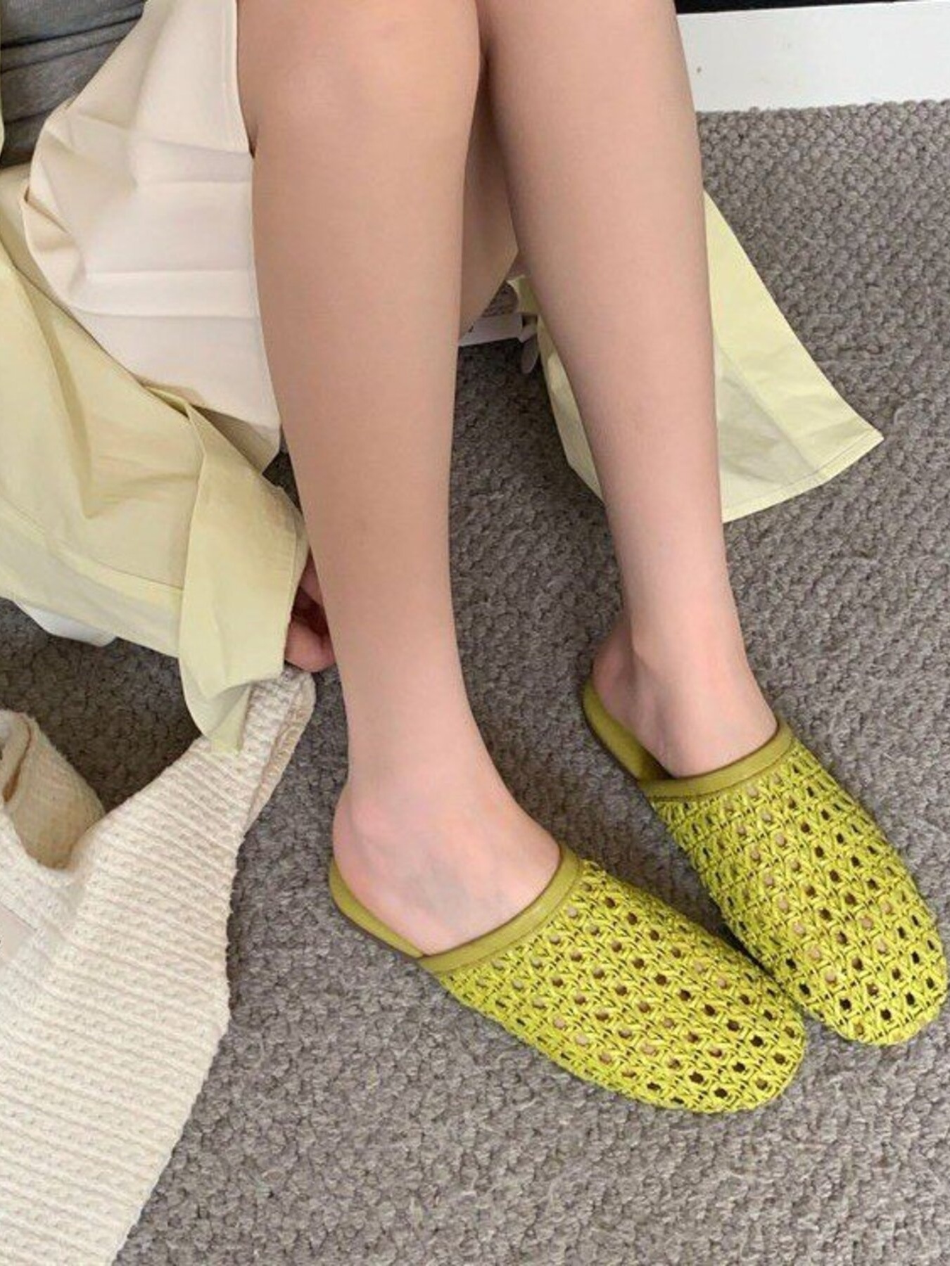 Woven Breathable Flat Mule Sandals