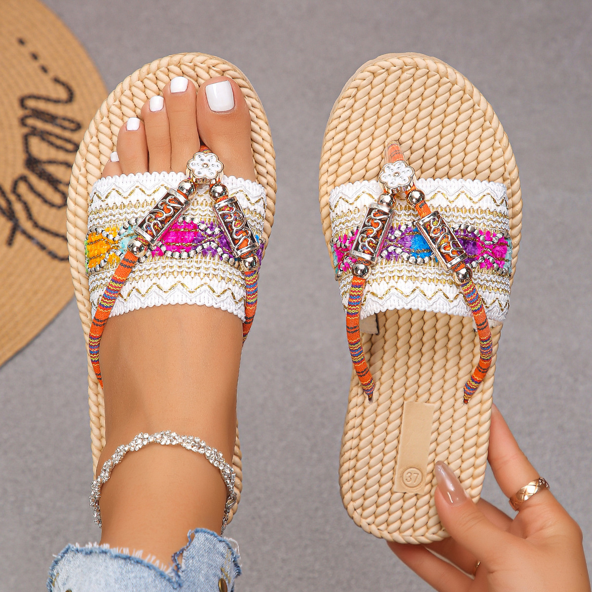 Toe Post Woven Sandals