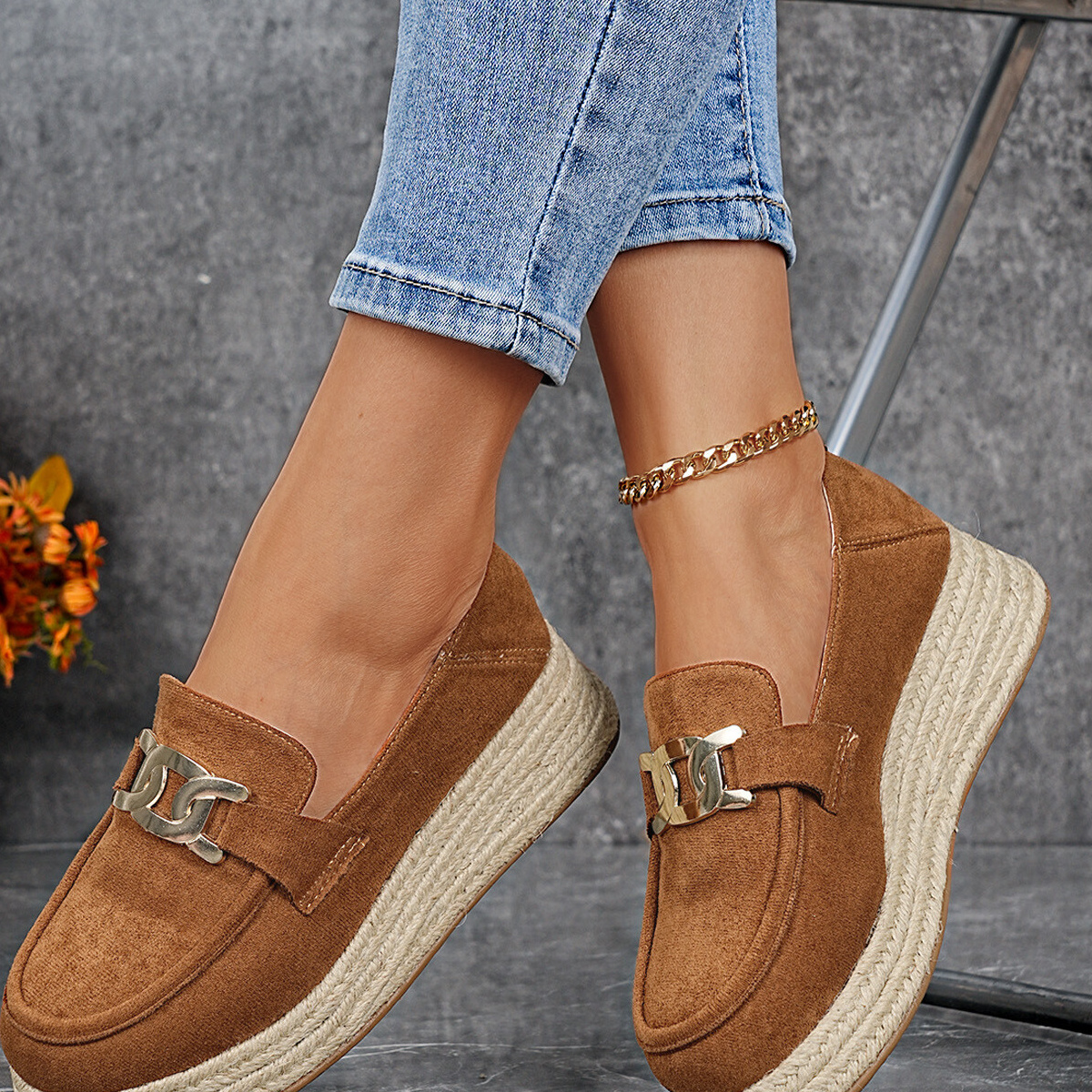 Round Toe Platform Slip-Ons