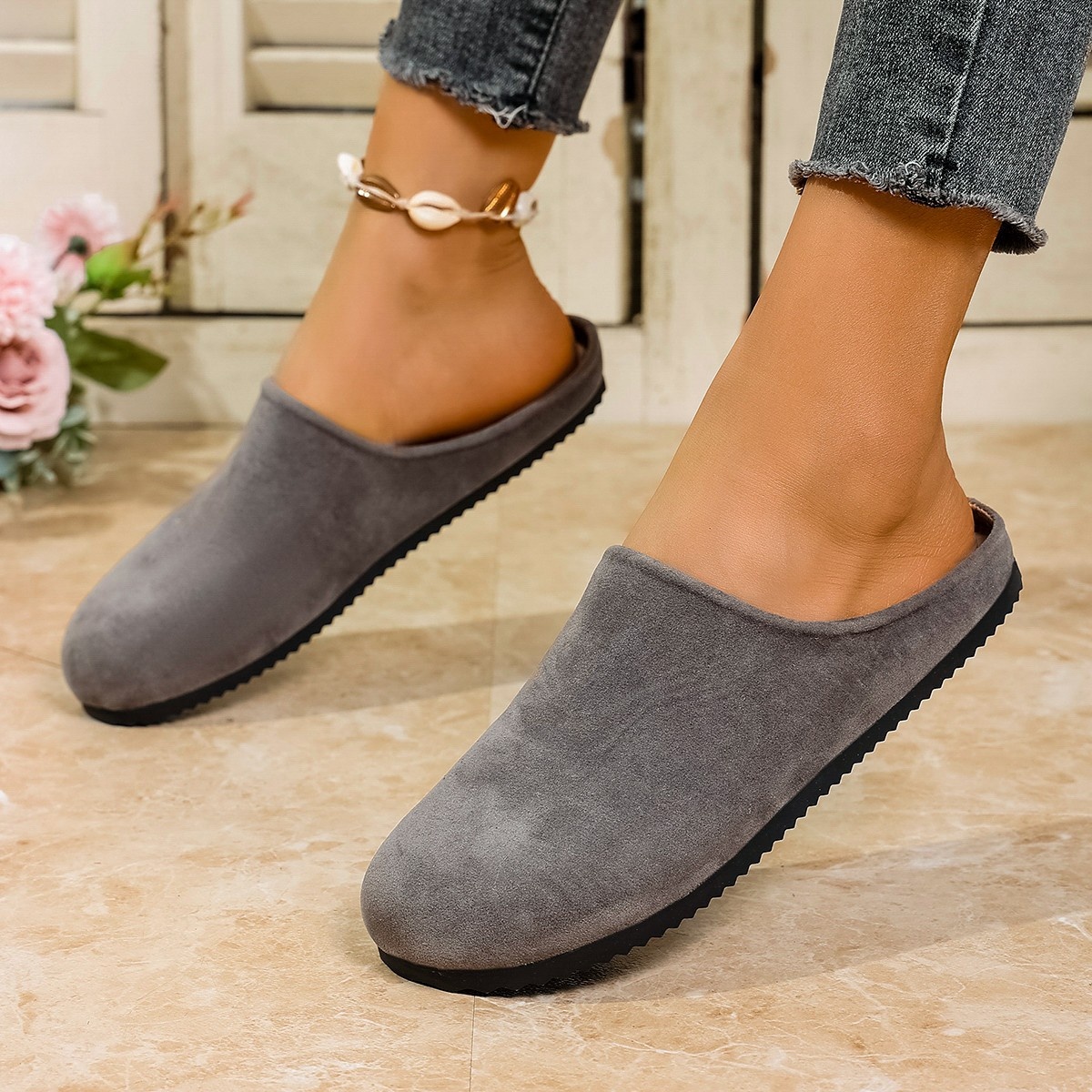 Round Toe Suede Slip-Ons