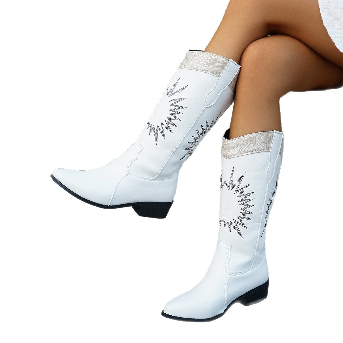 Point Toe Block Heels Boots