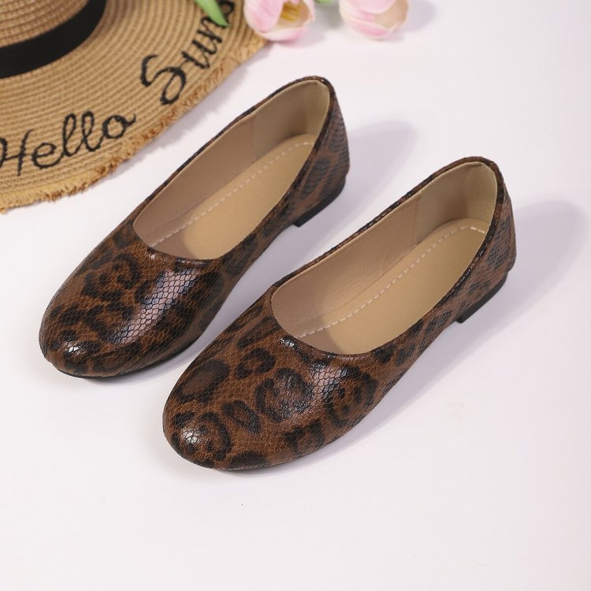 Leopard Round Toe Slip-Ons