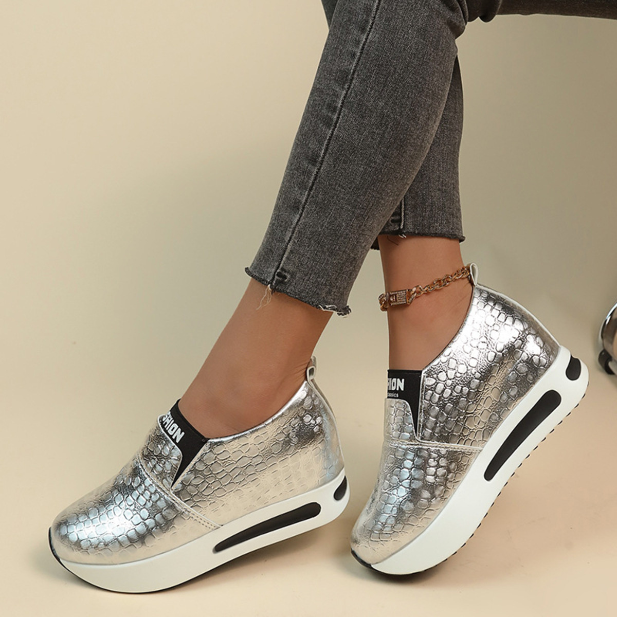 Round Toe Platform Slip-Ons
