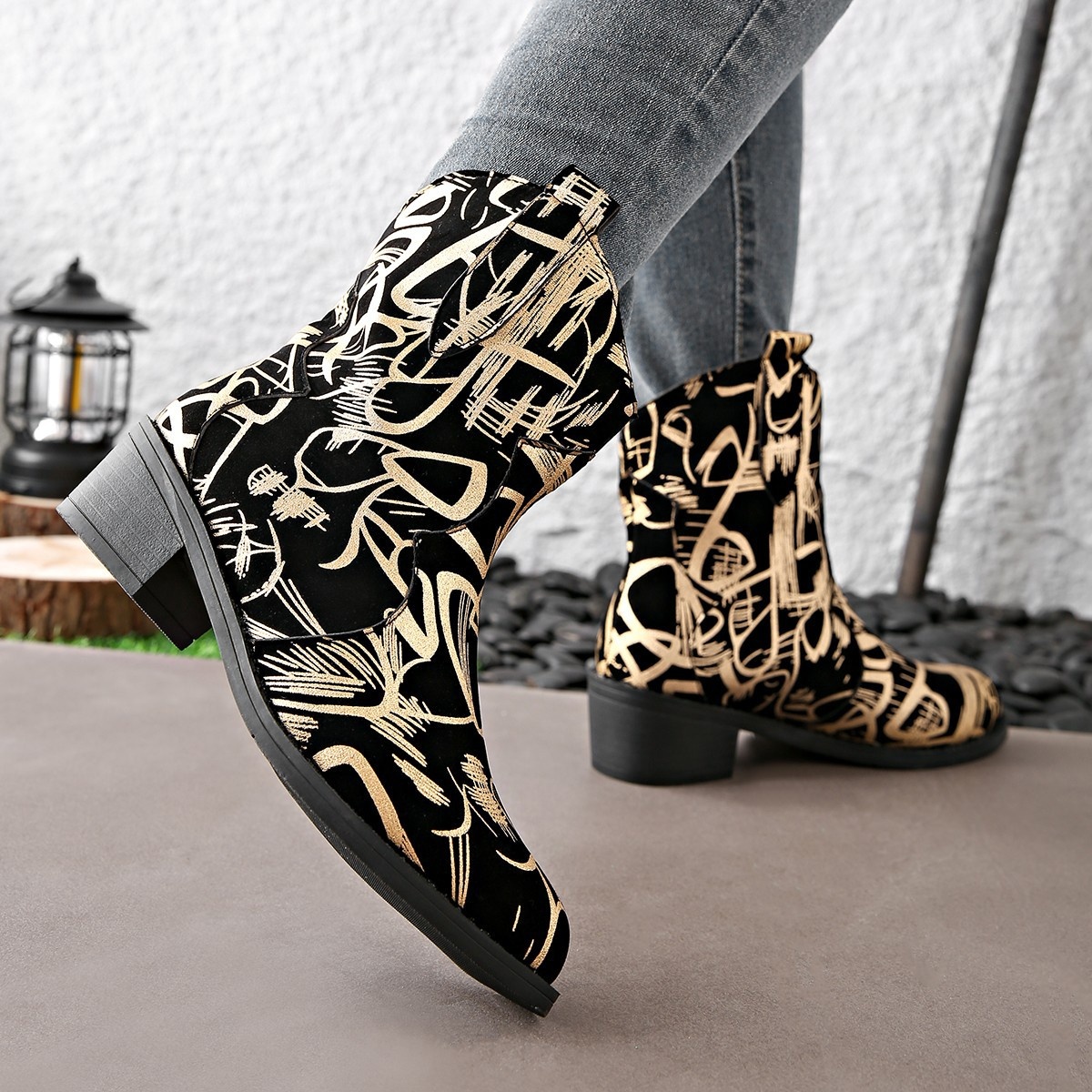 Round Toe Block Heels Boots