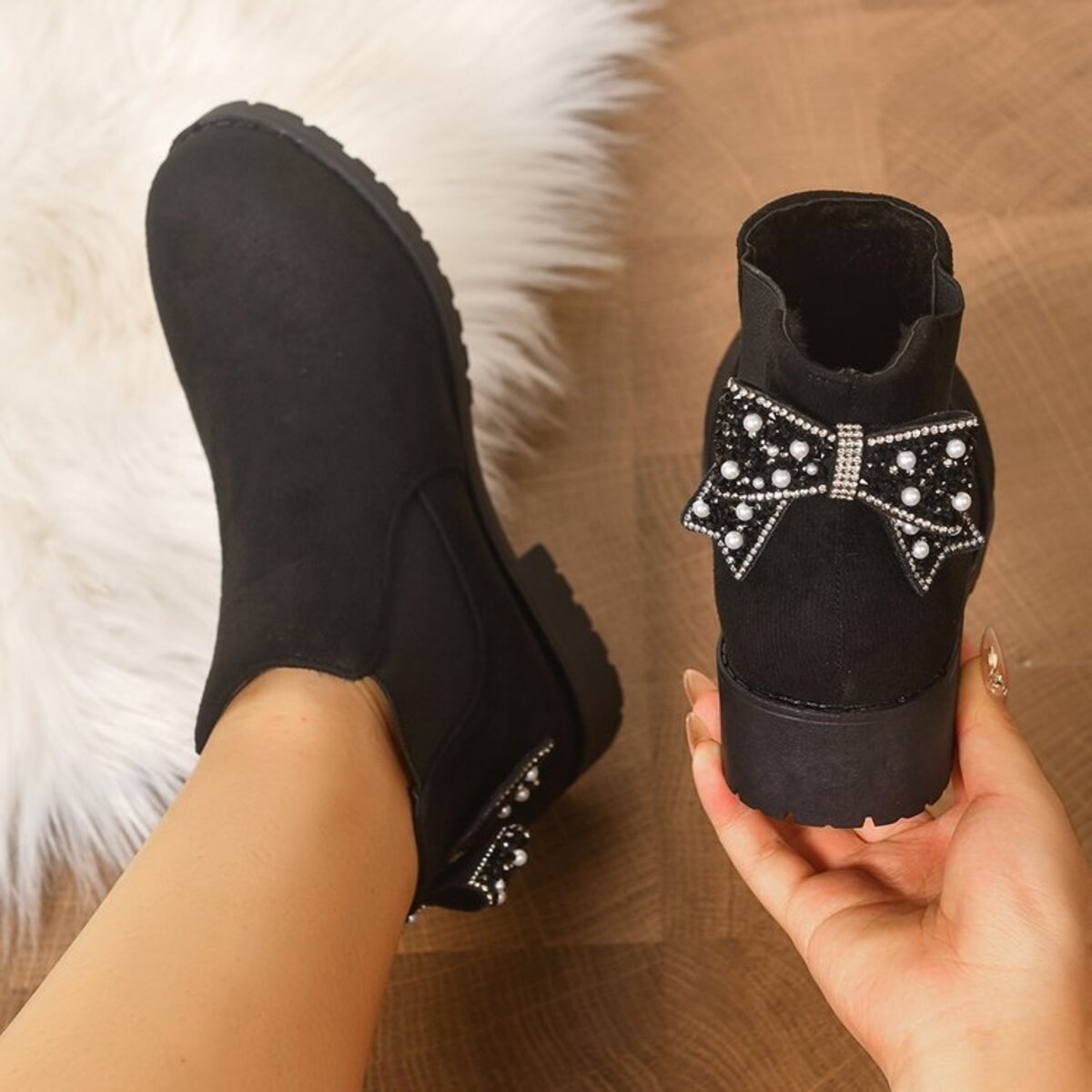 Round Toe Block Heels Boots