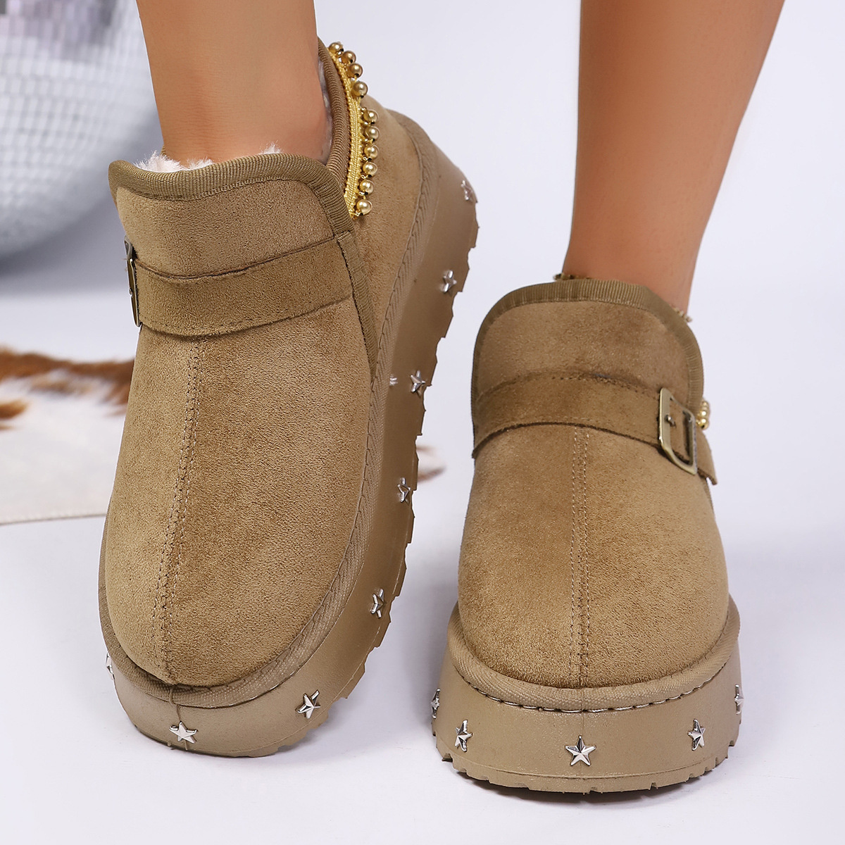 Platform Faux Fur Lined Ankle Boots