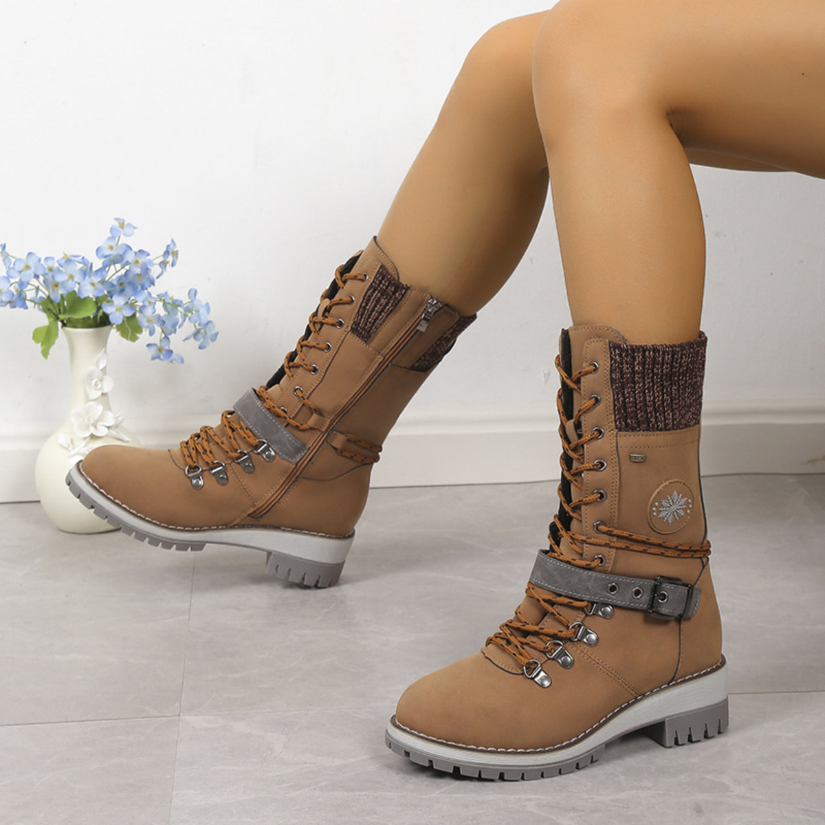 Lace Up Block Heel Boots
