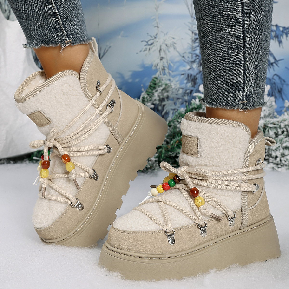 Lace-Up Platform Winter Boots