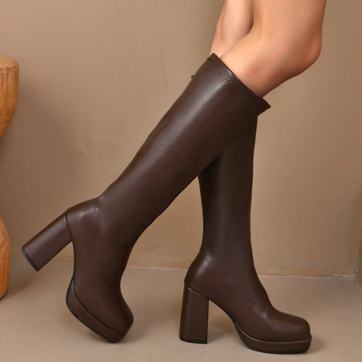 Square Toe Block Heels Boots