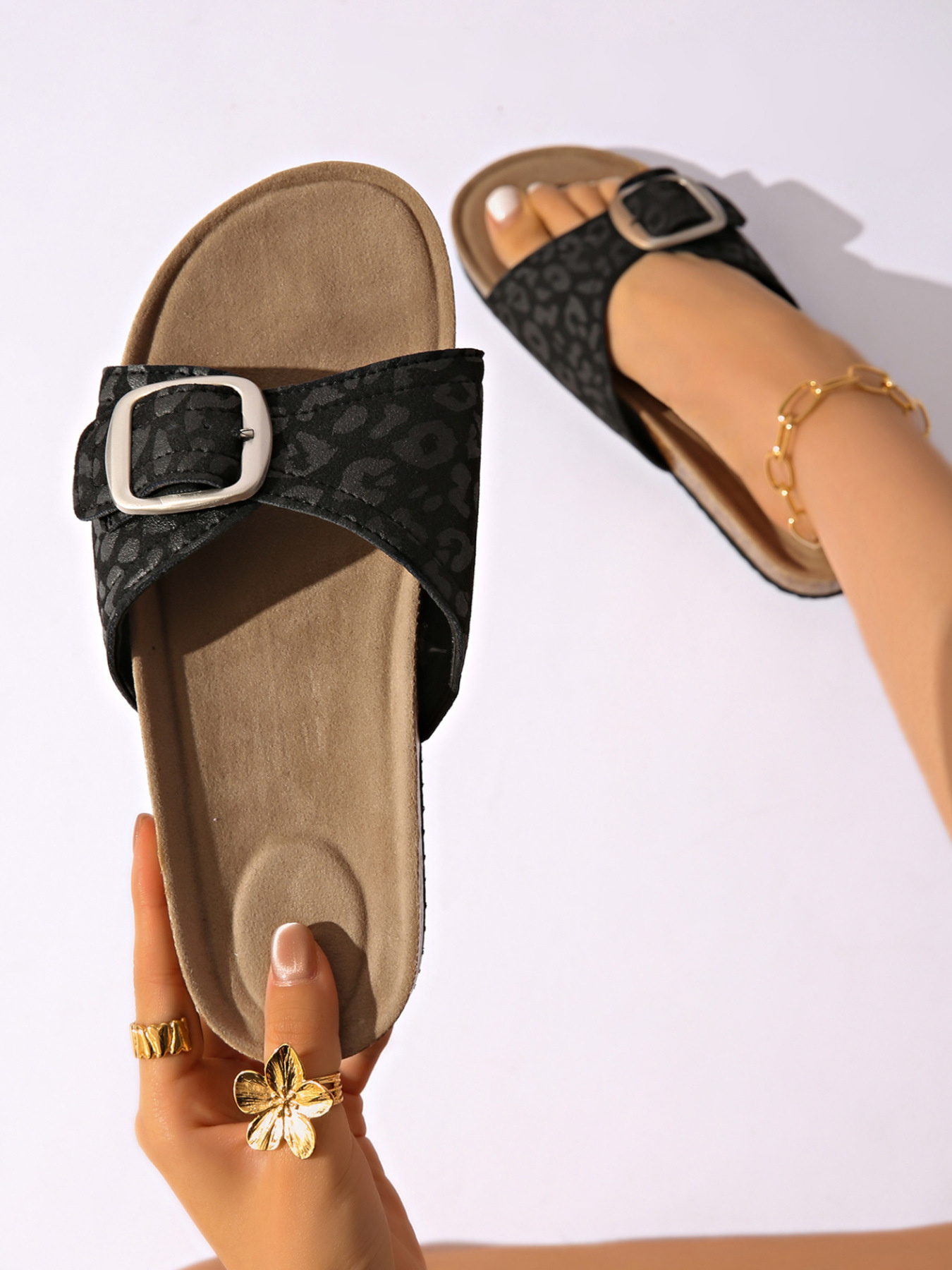 Buckle Detail Comfort Sandals
