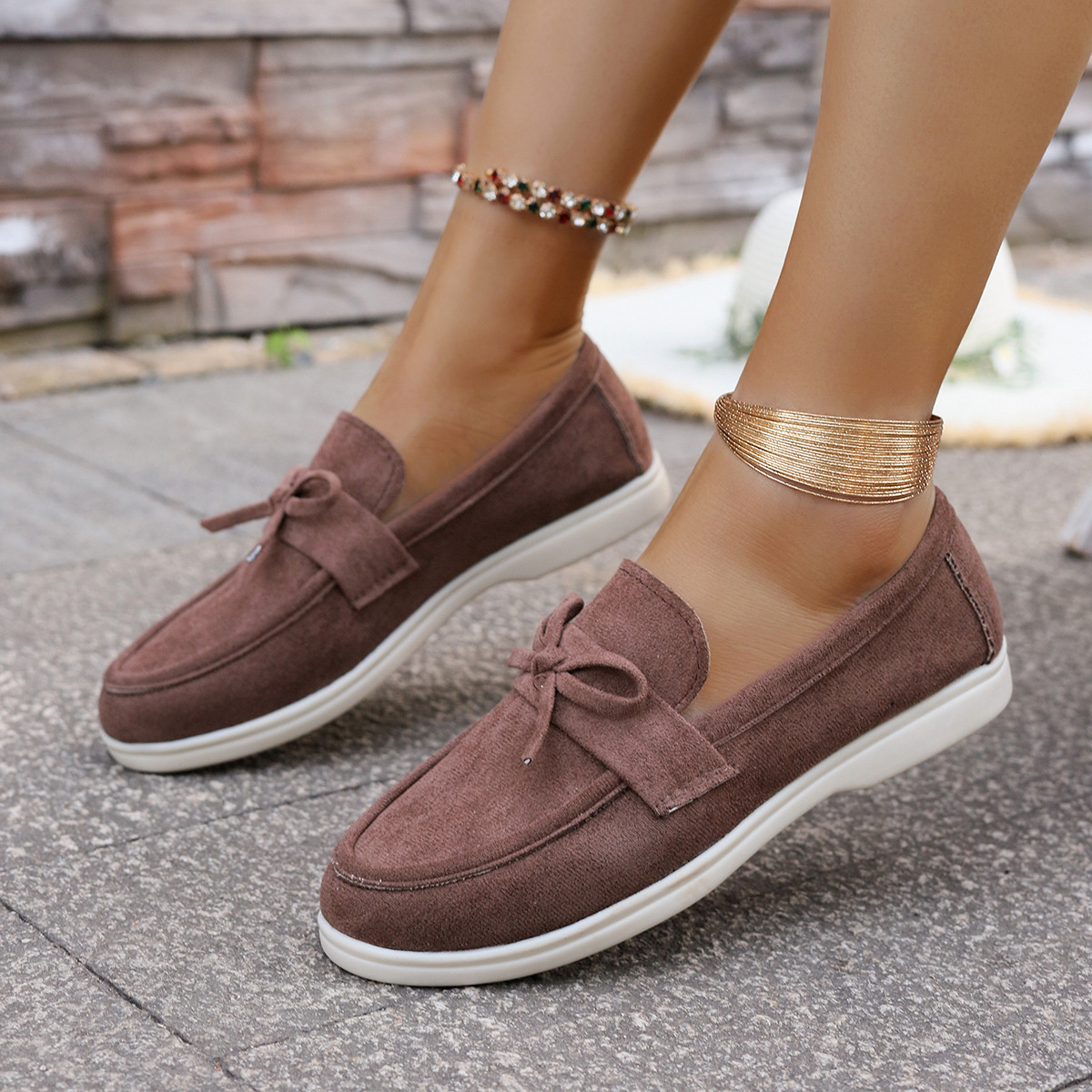 Bow Round Toe Slip-Ons