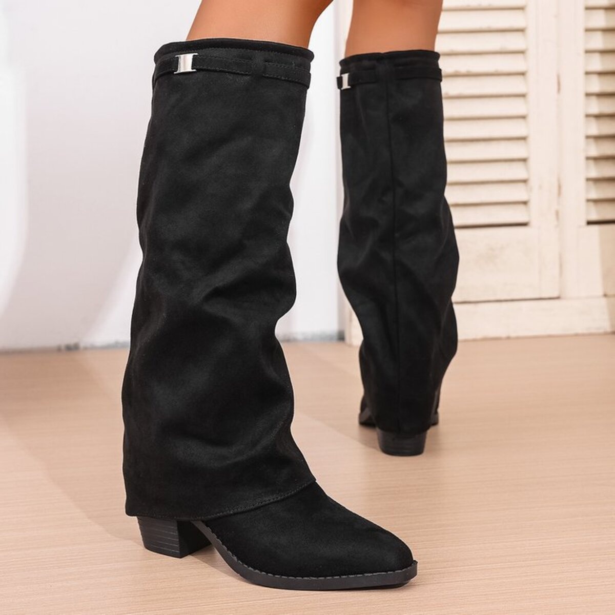 Point Toe Block Heels Boots