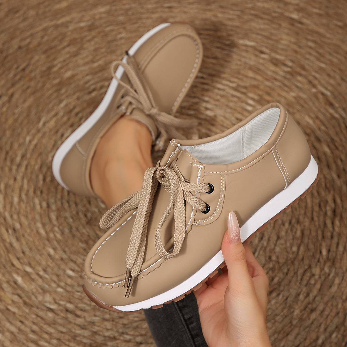 Round Toe Lace Up Sneakers