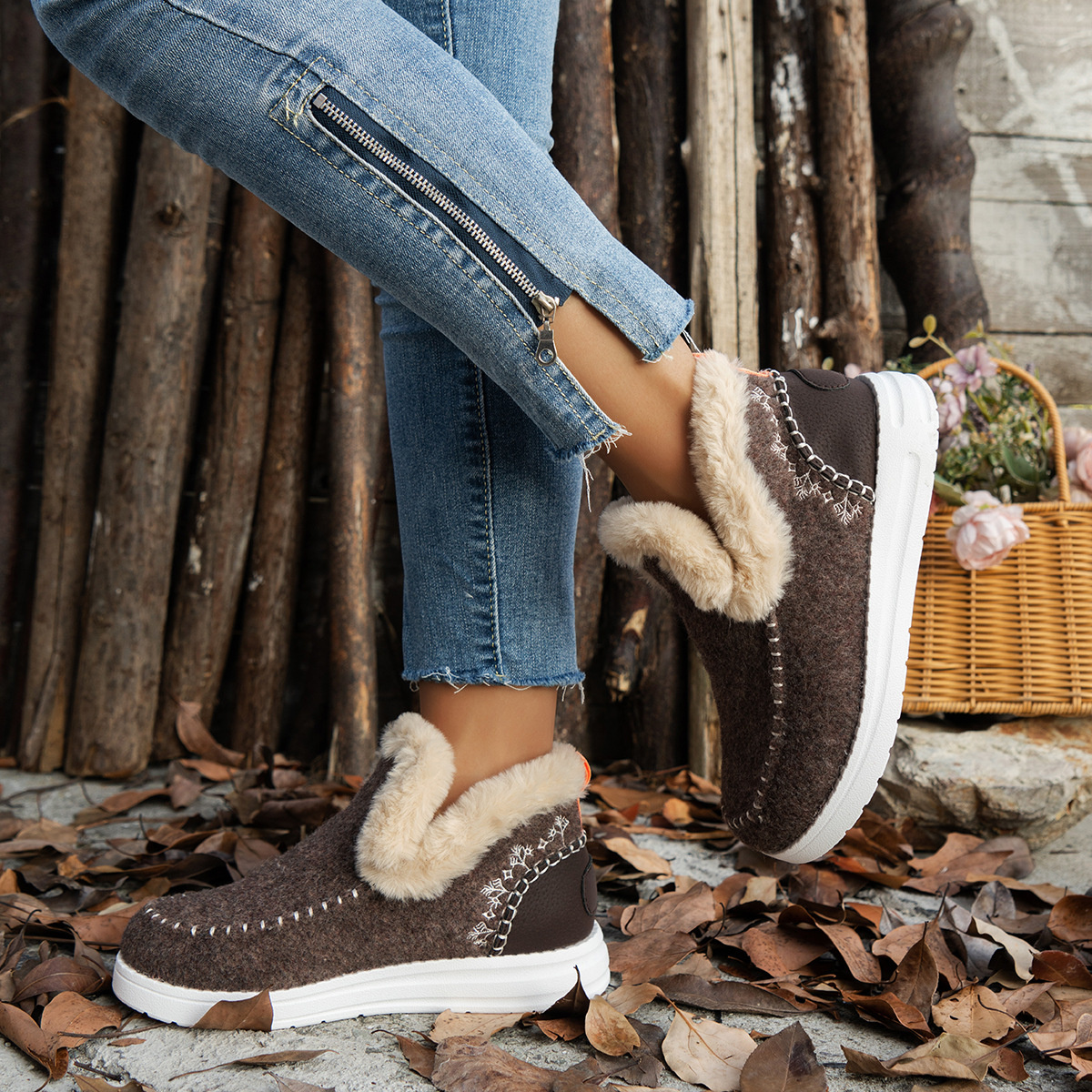 Round Toe Winter Ankle Boots