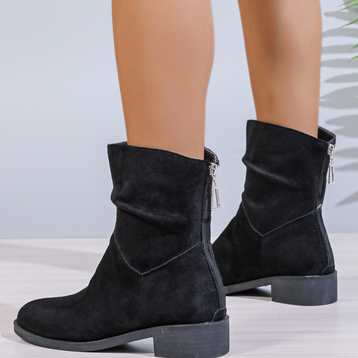 Point Toe Block Heels Boots