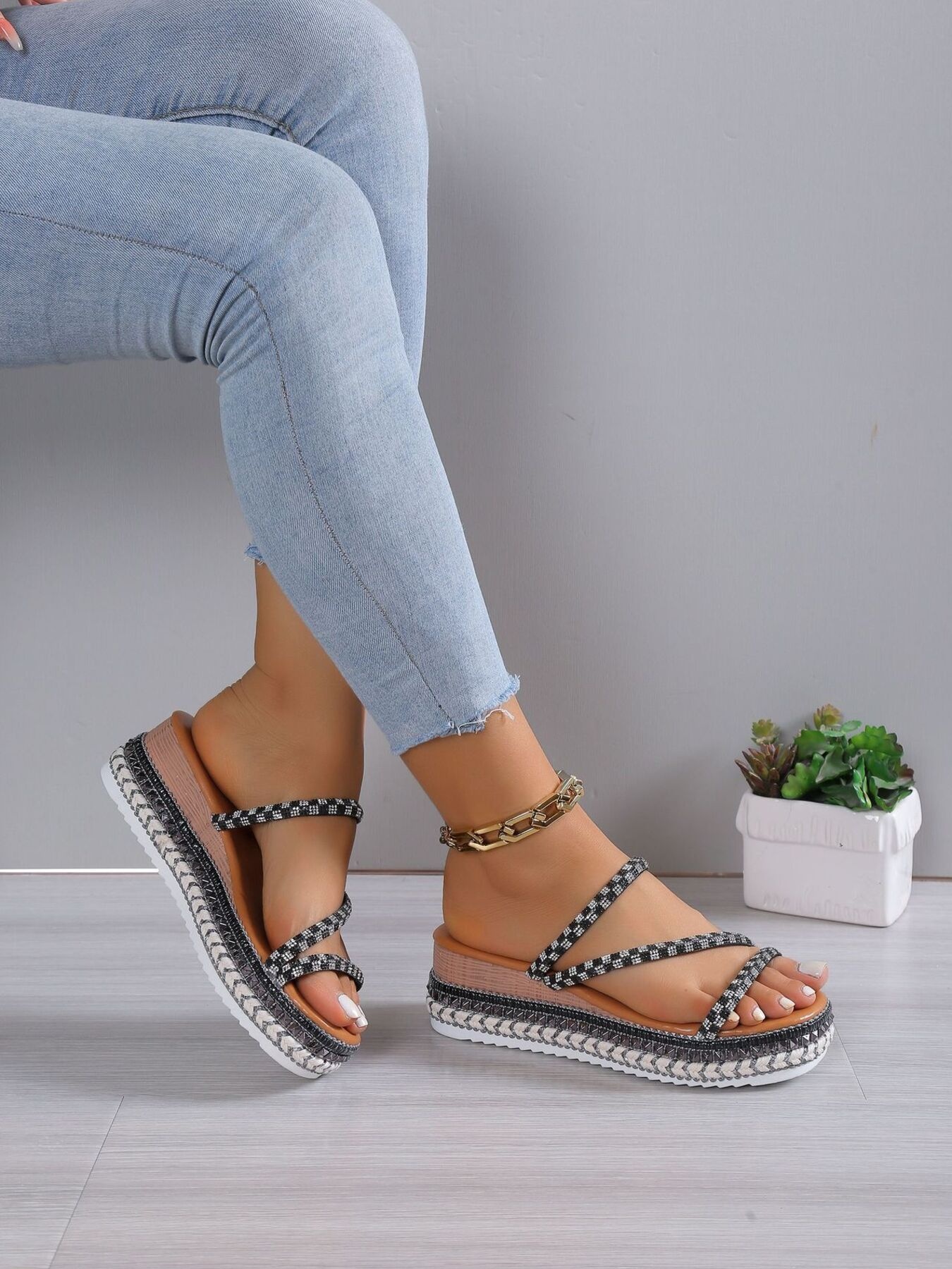 Woven Platform Wedge Sandals
