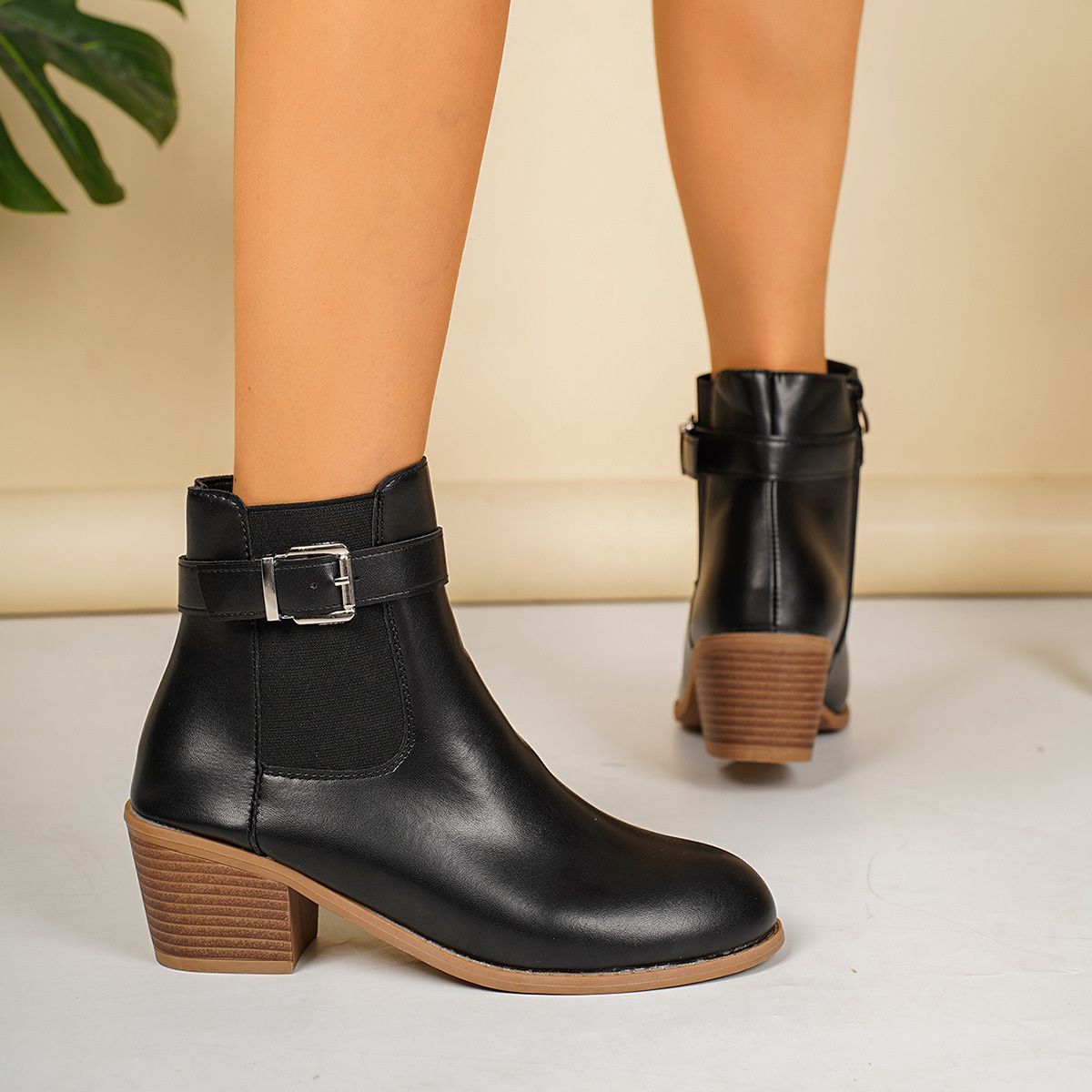Point Toe Block Heels Boots